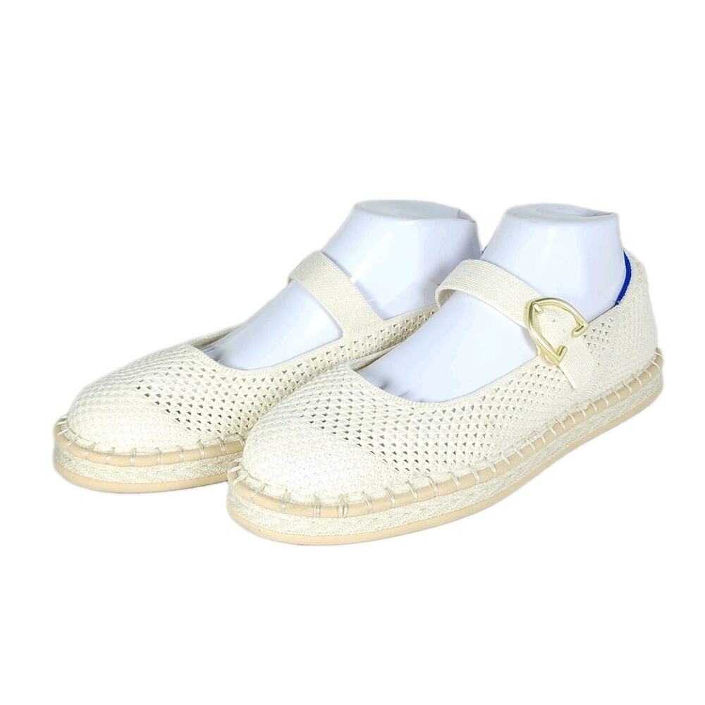 Rothy's Women's The Espadrille US10 Knit Ivory Sun Buckle Flat Mary Jane Shoes